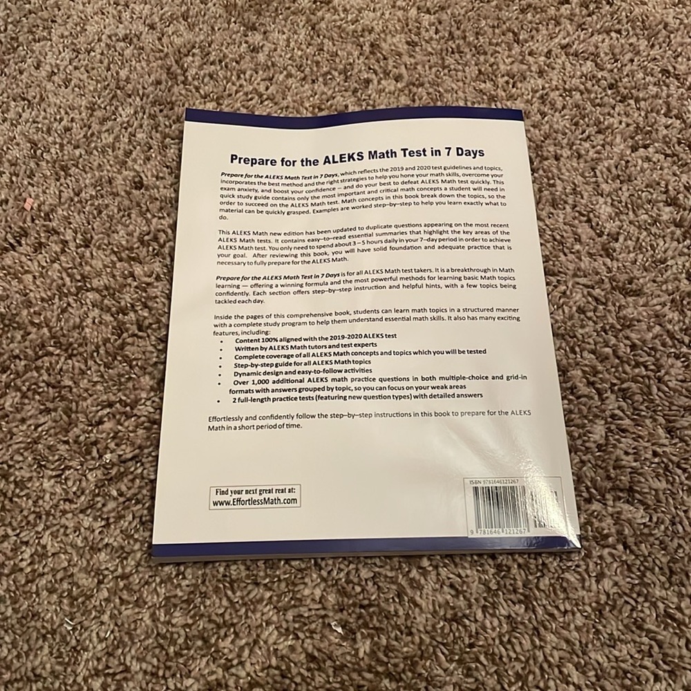 NEW - UNUSED Prepare for the ALEKS Math Test - exam prep book - Picture 2 of 2